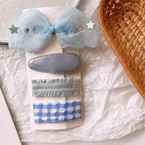 MISANANRYNE Fashion Hairpin for girls Deep blue girl hairpin combination suit cute plaid Hairpin clip hair accessories hair tie