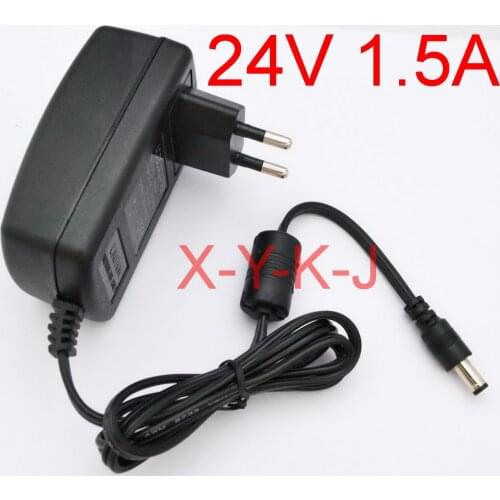 1PCS 24V1.5A AC 100V-240V Converter Adapter DC 24V 1.5A 1500mA Power Supply EU or US Plug 5.5mm x 2.1-2.5mm