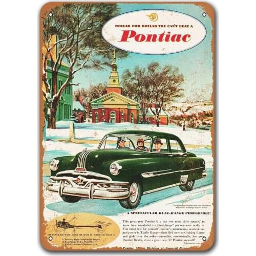 1952 Pontiac Chieftain Sedan Vintage Tin Signs Cars, Sisoso Metal Plaques Poster Man Cave Pub Retro Wall Decor 8x12 inch