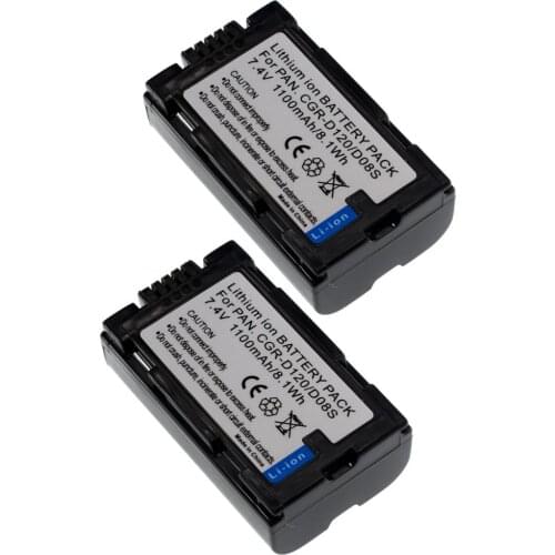 2pcs CGR-D120 D20 D08 Li-Ion Battery Pack for Panasonic D08R D08S NEW Camcorder