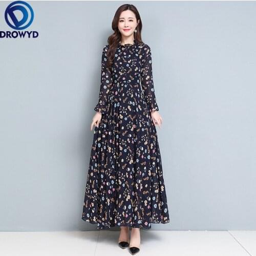 2021 Summer Floral Chiffon Vintage Midi Dress Plus Size Boho Beach Maxi Dresses Women Bodycon Party Casual Black Dress Vestidos