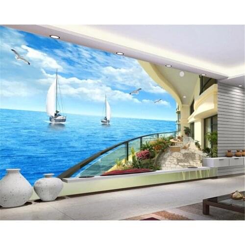 3d Home Wallpaper Resort Balcony 3D TV Background Wall Living Room Bedroom Background Wall Decoration Mural Wall Paper