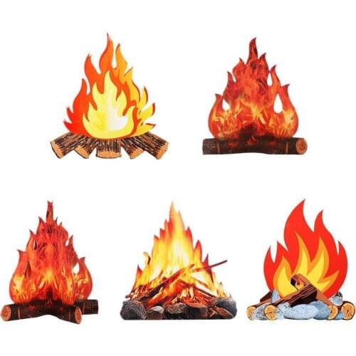 3D Flame Cardboard Happy Halloween Party Decor For Home Flame New Year Flame Ornaments Easter Christmas Fire Pile