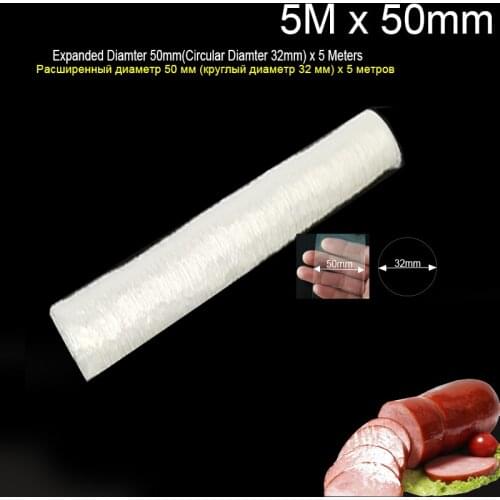 3 Meters Food Grade Casings for Sausage Salami Wide 50mm Shell for Sausage Maker Machine Hot Dog Plastic Casing Inedible Casings