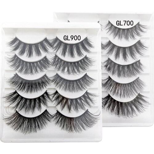 5 Pairs Multipack Mink Hair False Eyelashes Wispy Fluffy Long Makeup 3D Natural False Eye Lashes for Beauty Eyelash Extension