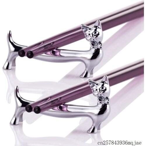 50pcs Cat Chopstick Rest Chopsticks Holder Cutlery Rack Silver Home Kitchen Stand Storage Table Decoration