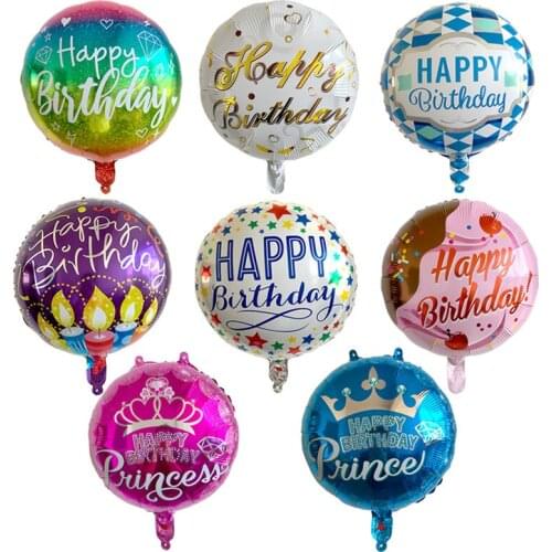 7pcs 18 inch Birthday theme Foil balloons helium Round balloon Adult Happy birthday party decoration Kids baby shower globos