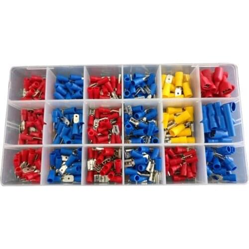 Free Shipping 330pcs Assorted Full Insulated Fork U-type Set Terminals Connectors Assortment Kit Electrical Crimp Spade Ring