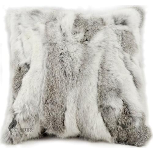FREE SHIPPING CX-D-17A Natural Rabbit Fur Cushion Cover Pillow Case housse de coussin cojines navidad home Decorative Pillowcase