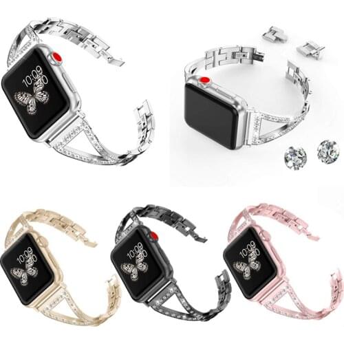 Women Diamond Bracelet For Apple Watch Series 1 2 3 4 Band Stainless Steel Watch Strap For iWatch 38mm 40mm 42mm 44mm Wristband