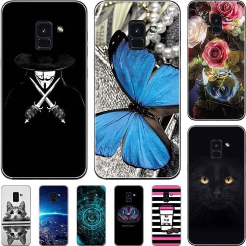Phone Case For Samsung Galaxy A5 2018 A 5 A530F A8 2018 A8 Plus Relief Cartoon Case Animal Cat Cover Coque Funda Bag Back Shell