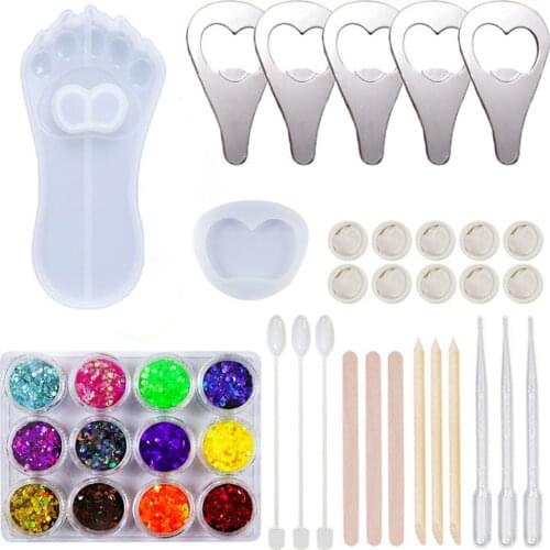 DIY Corkscrew Crystal Resin Epoxy Silicone Mold Beer Spanner Bottle Opener Handmade Crafts Epoxy Mirror Silicone Mold Casting