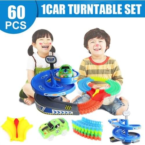 For Magical Track Collection Curved Track Roller Coaster Spiral Up Turntable Toy Car Kids Gifts Glow Racing Toys for Children