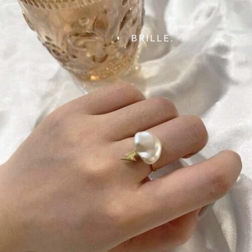 BaroqueOnly S925 Silver Baroque Pearl Ring Designer Small Lightning Cloud Freshwater Pearl Ring Fashionable Women Gift RVA