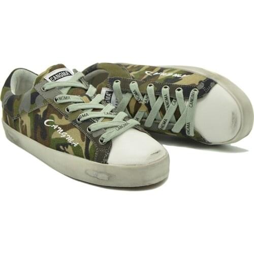 CANGMA Luxury Brand Mens Designer Casual Shoes Platform Sneakers For Camouflage Green Canvas Shoes Male