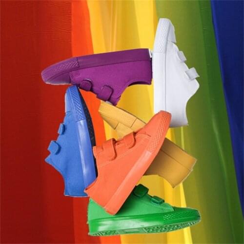 2021 Fashion Children Shoes Casual Kids Sneakers Low Cut Canvas Girls Sneakers Breathable Boys Shoes New Solid Color Kids Shoes