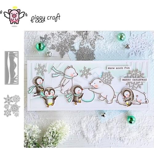 Piggy Craft metal cutting dies cut die mold Snowflakes Snow Slope Frame Scrapbook paper craft knife mould blade punch stencils