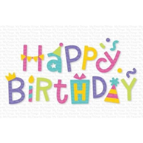 Happy Birthday Words Metal Cutting Dies for 2021 New Scrapbooking Frame Edge No Stamps Crafts Cutter Paper Cardmaking Stencil