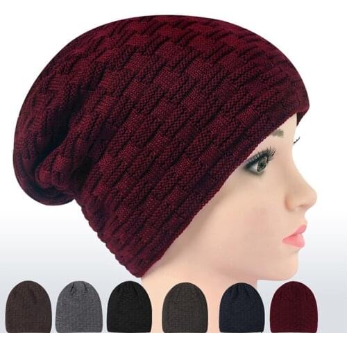 Mingjiebihuo Korean autumn and winter new fashion hat men and women wild warm wool hat plus velent plaid knit hat