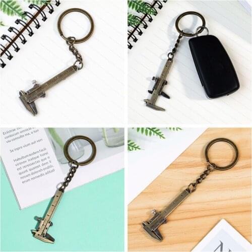 Mini Vernier Caliper Key Ring Car Styling Accessories Keychain Automobile Key Chains Key Ornament Stainless Steel