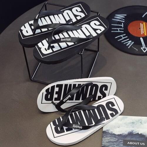 Mens Slippers Summer Flip Flops Fashion Soft Bottom Non-slip Letter Printing Mens Shoes Outdoor Casual Beach Mens Slippers