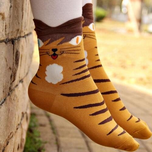 Women Girls Fall Winter Cute Cat Bed Socks Solid Fluffy Warm Soft Thick Home Candy Color