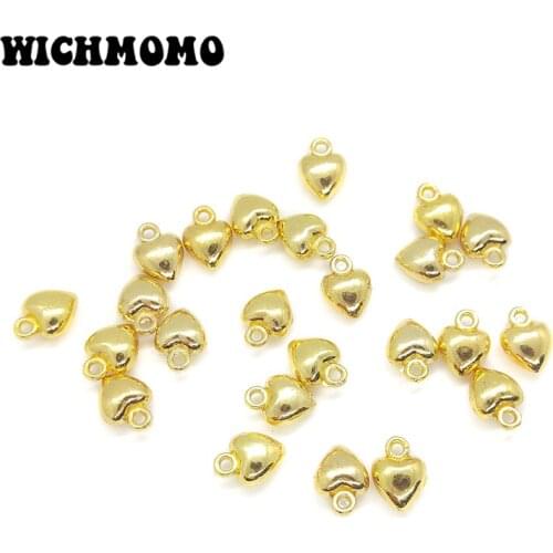 2019 New Fashion 25pieces/bag 10mm Zinc Alloy Gold Hearts Charms Pendants DIY Necklaces Bracelets Jewelry Accessories