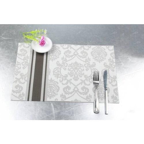 Solid PVC vertical bar jacquard hotel restaurant anti-skid insulation placemat coasters table mat modern home decor
