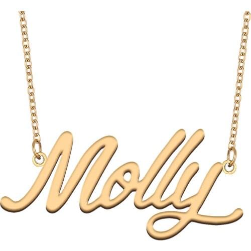 Molly Name Necklace for Women Stainless Steel Jewelry 18k Gold Plated Nameplate Pendant Femme Mother Girlfriend Gift