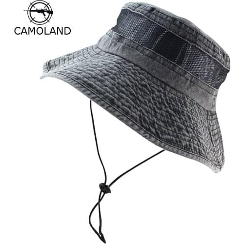 100% Pure Cotton Mens Bob Summer Panama Bucket Hats Outdoor Fishing Washed Sun Hat UV Protection Breathable Women Male Boonie