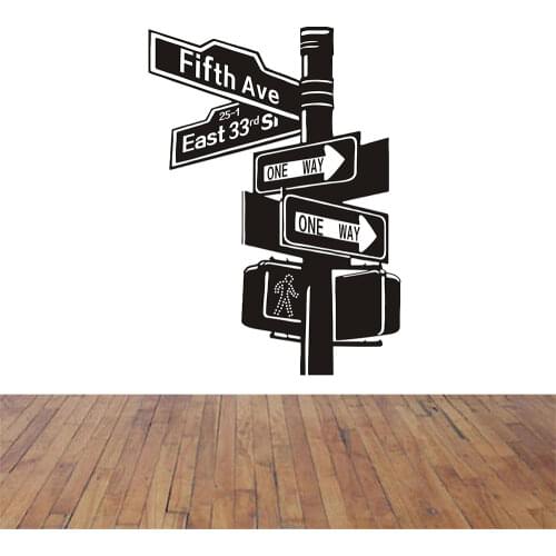 POOMOO Wall Decor Wall Vinyl Sticker Room Decals Mural Design New York City Road Sign 22x35inch