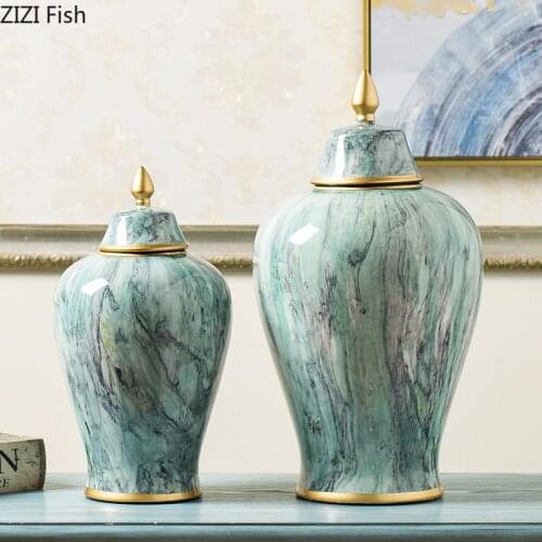Gilded General Jar Classical Ceramic Flower Vase Multifunctional Storage Ornaments Porcelain Storage Jar Vintage Home Decoration