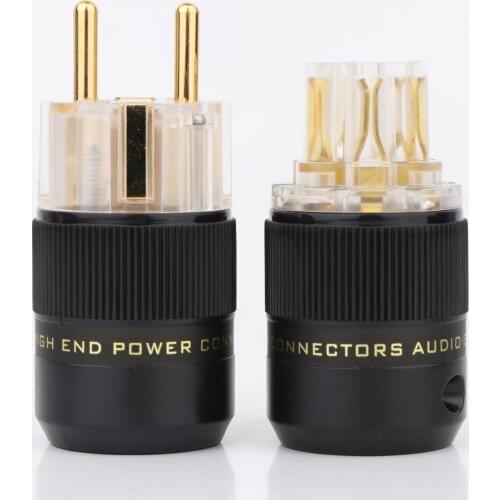 Preffair P-078TE Unprinted 24K Gold Plated EU European Schuko Power Connector IEC Plug