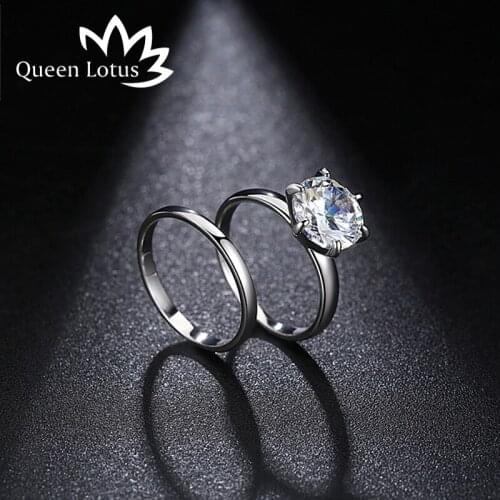 Queen Lotus 2017 Simple Double Rings Finger Round With Cubic Zircon For Women Ring Wedding Party Birthday Elegant Fashion