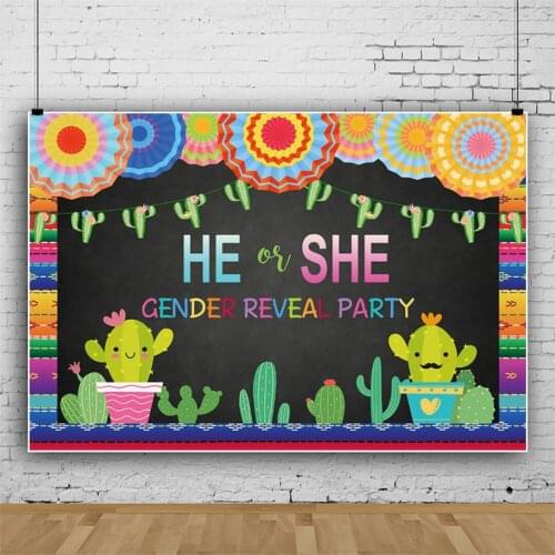 Rave Party Cactus Gender Reveal Children Background Decoration Photography Studio Kids Birthday Party Photo Backdrop Cloth