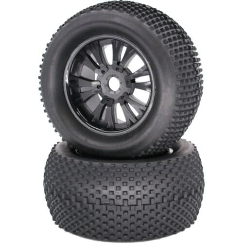 RC 1/8 Monster Truck Tire with Wheel, 17mm Hex Hub 140mm Width Tyre for Flux ZD Racing LRP, 2pcs/set