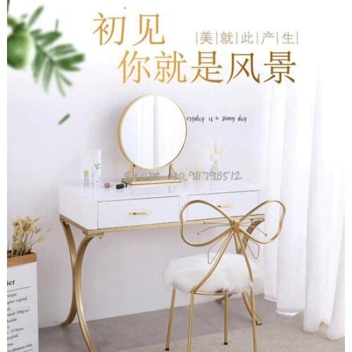 Modern minimalist dressing table stool net red ins dining chair girl manicure makeup chair nordic bedroom backrest chair