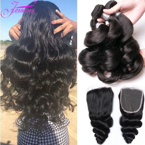 Loose Wave Bundles With Lace Closure Cheap Human Hair Bundles With Closure 10AMalaysian Hair Weave Bundles with 4*4 lace Closure