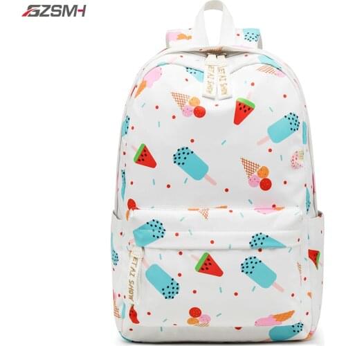Waterproof Women Backpack Large Capacity Backbag for Girls Teenager Woman Embroidery Schoolbag White Backpck Cute Bookbag