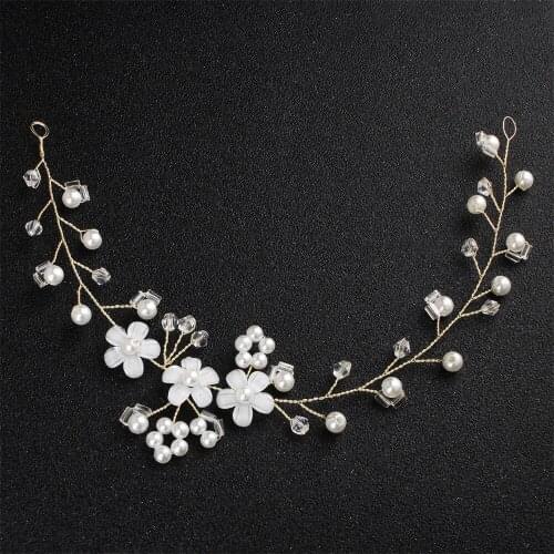 Pearl Crystal Resin Flower Headdress Gold Headband Crystal Hair Accessories For Women