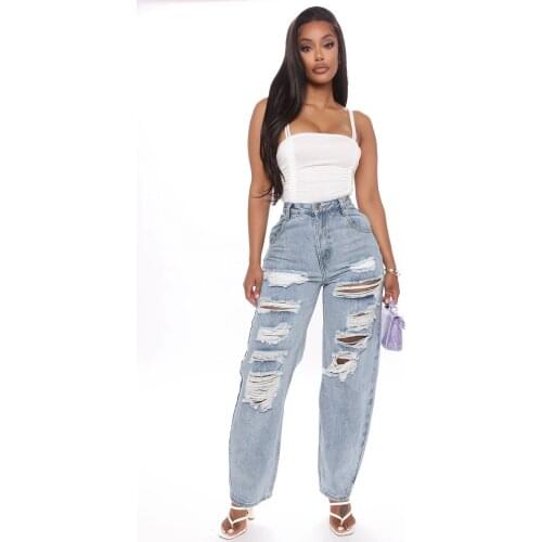 Women Flare Jeans Mid Waist Bell Stretch Slim Pants Length Jeans New Fashion Hole Denim Straight Pants Pantalones