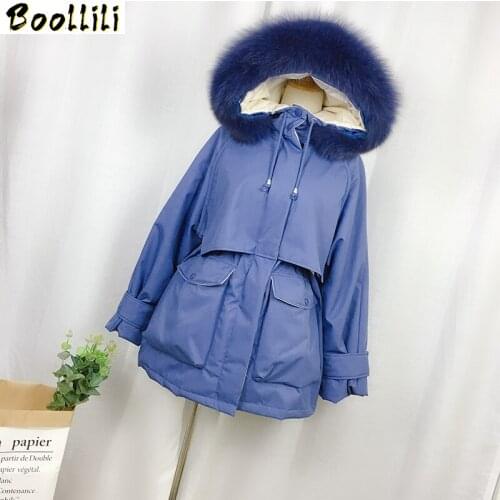 Boollili Winter Coat Women Korean Hooded White Duck Down Jacket Women Puffer Jacket 2020 New Fox Fur Collar Warm Parka Abrigos