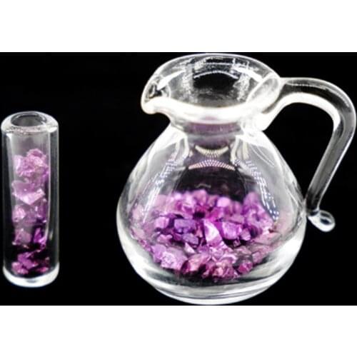 1Set 1/12 Dollhouse Mini Glass Fruit Juice Pot Kettle Model Toys for Doll House Decor