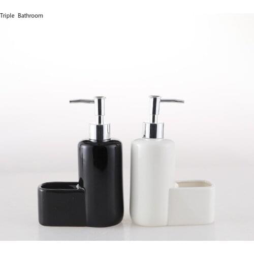 1 pc 340/360ml Shampoo Bottles European Style Ceramics Solid Color Hand Soap Bottle Wristband Hand Dispenser Bathroom Supplies