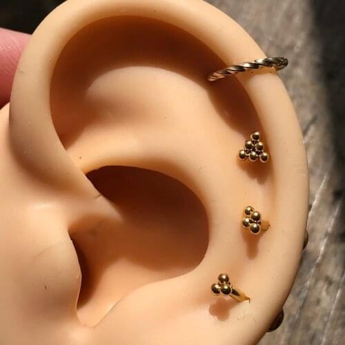 4pc/Set Stainless Steel 16G Internal Thread Trinity Twist Clicker Labret Tragus Daith Helix Cartilage Earring Piercing Ombligo