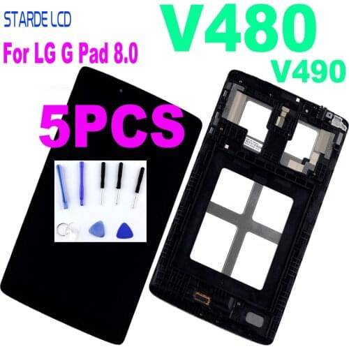 5PCS LCD For LG G Pad 8.0 V480 V490 LCD Display Touch Screen Digitizer Assembly with Frame Replacement with Free Tools
