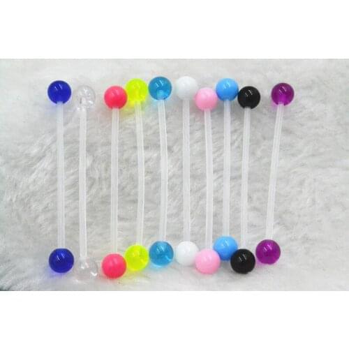 50pcs Body Piercing Jewelry - UV Flexible Long Barbells Retainer Scaffold Piercing Industrial Bar 1.6x38x6/6mm Upper Helix