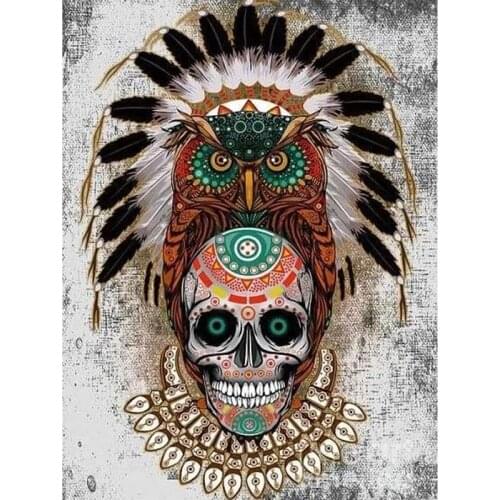 5D Full Drill Diamond Painting Kits for Adults,Embroidery Arts Craft Home Decor Animal Owl Skull