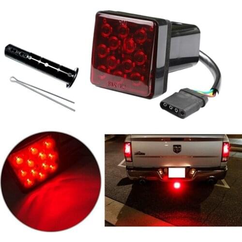 AUTO Led 2Inch Trailer Hitch Trailer Light Cover with 12LED Brake Lights, Red Trailer Light Cover Fit Receiver with Pin
