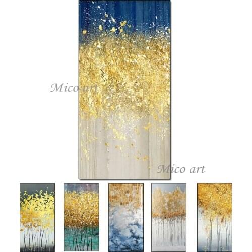 Large Handmade Thickened Abstract Oil Painting White Gray Gold Cute Tree Picture Home Decoration Paintings Canvas